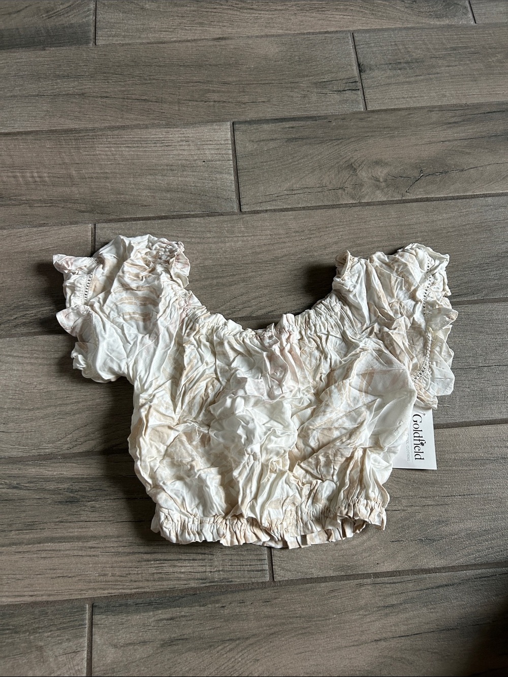 Daisy Cream Ruffled Bandeau Crop Top